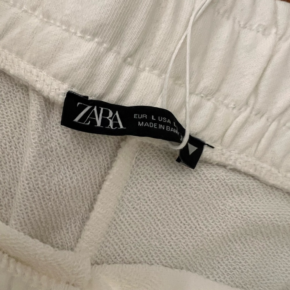 Zara Cream Women's Elastic Waist Sweats Shorts NWT - Picture 3 of 5
